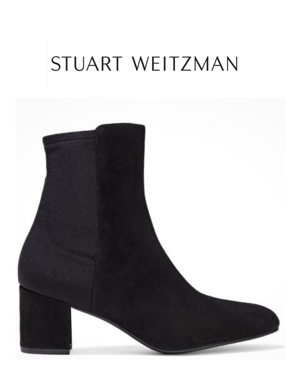 Stuart Weitzman Marysol 60 Black suede Neoprene pull on Bootie stretch 8N LN